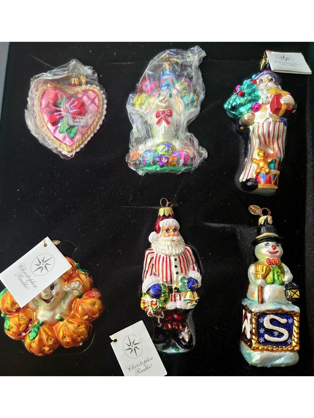2000 CHRISTOPHER RADKO Celebrate the Seasons 6 Glass  Ornaments w/Box & Tag, NEW